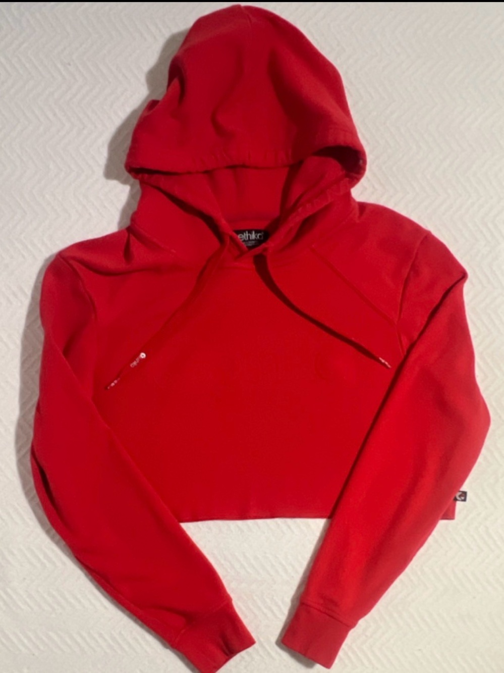 ethika Red Cropped Hoodie Sweatshirt Sz L